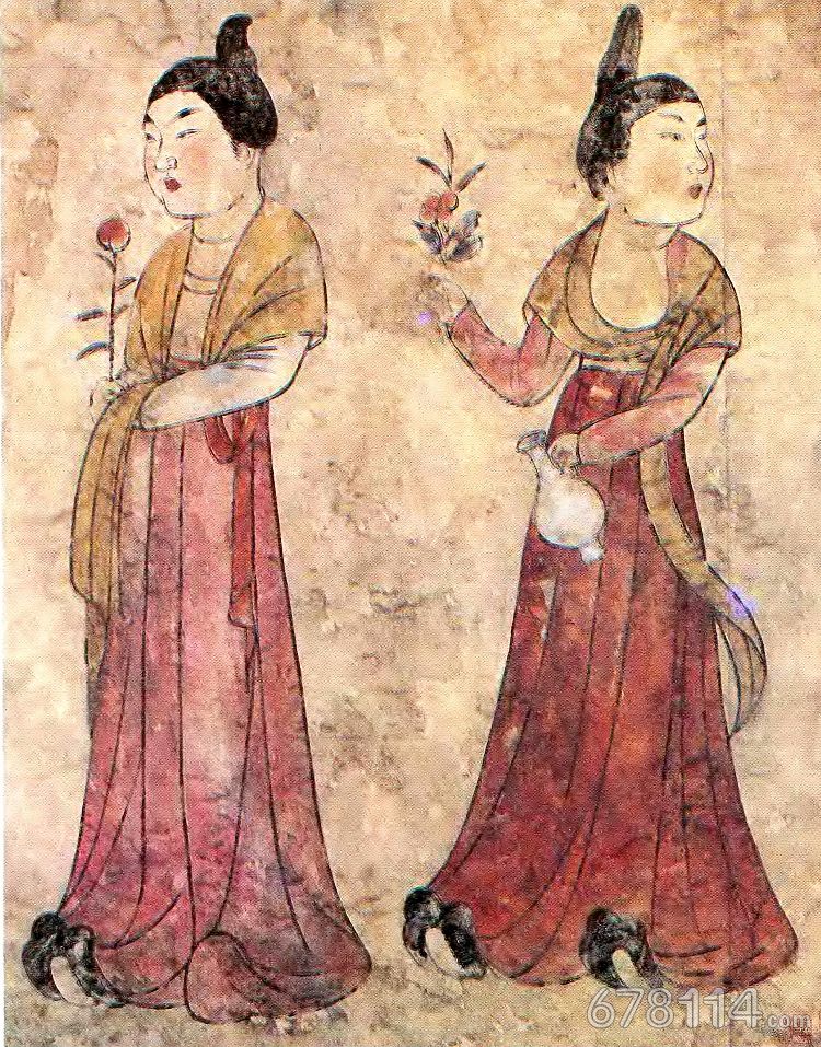 唐代女装汉服研究资料陕西富平献陵李凤墓壁画