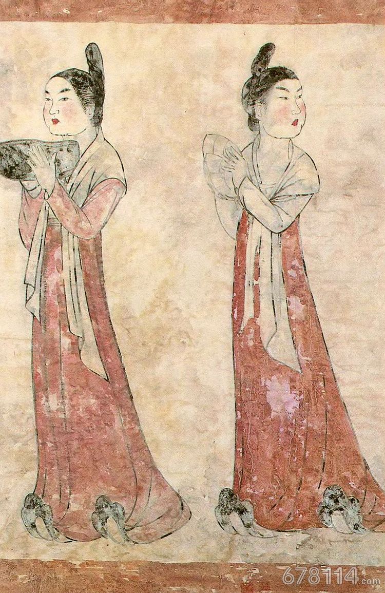 唐代女装汉服研究资料陕西富平献陵李凤墓壁画