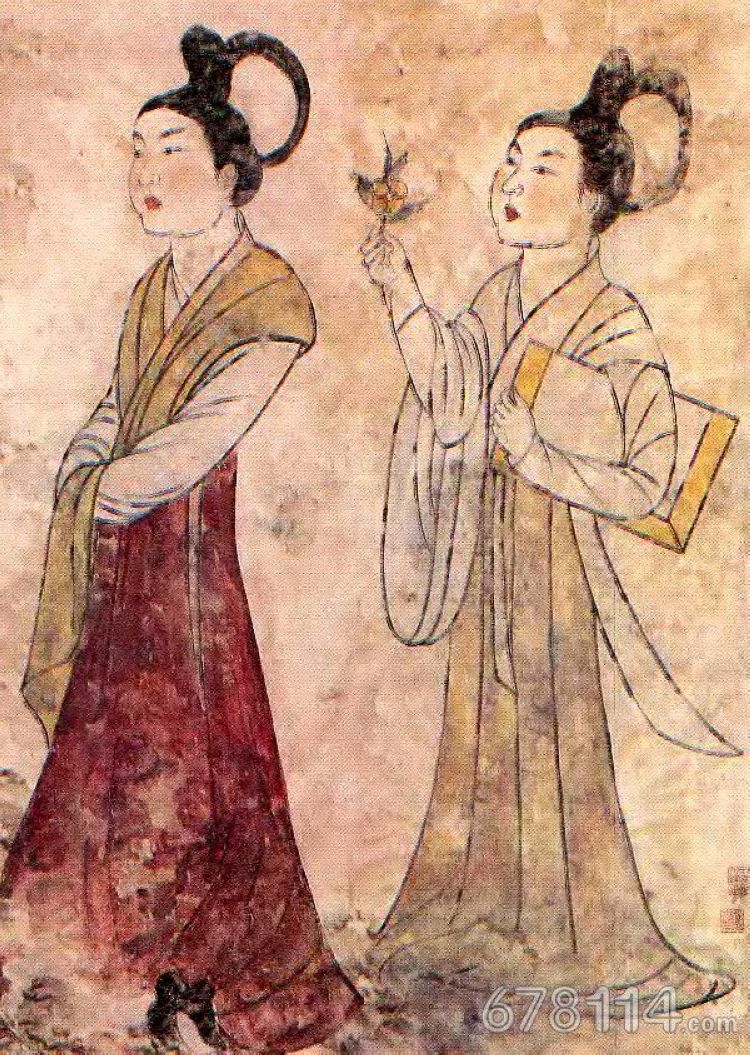 唐代女装汉服研究资料陕西富平献陵李凤墓壁画